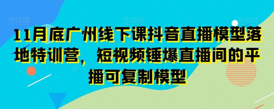 11月底广州线下课抖音直播模型落地特训营，短视频锤爆直播间的平播可复制模型-test