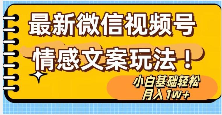 微信视频号情感文案最新玩法，小白轻松月入1万+无脑搬运【揭秘】-test