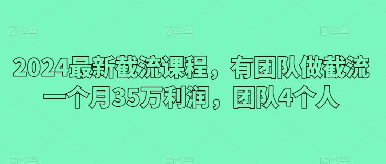2024最新截流课程，有团队做截流一个月35万利润，团队4个人-test