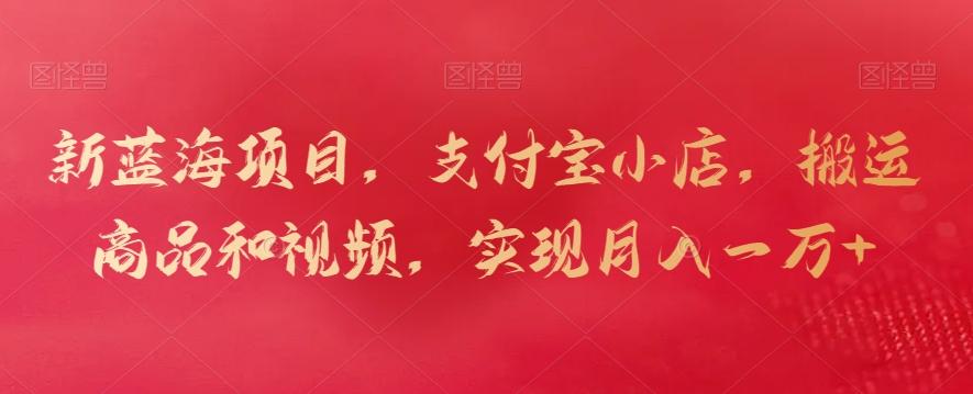 新蓝海项目，支付宝小店，搬运商品和视频，实现月入一万+【揭秘】-test