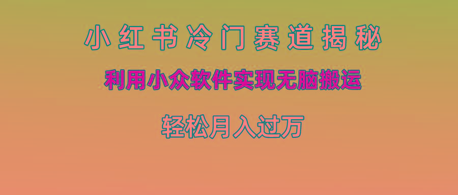 小红书冷门赛道揭秘,利用小众软件实现无脑搬运，轻松月入过万-test