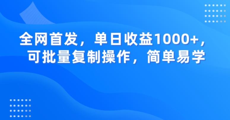 全网首发，单日收益1000+，可批量复制操作，简单易学【揭秘】-test