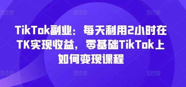 TikTok副业：每天利用2小时在TK实现收益，零基础TikTok上如何变现课程-test