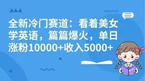 全新冷门赛道：看着美女学英语，篇篇爆火，单日涨粉10000+收入5000+-test