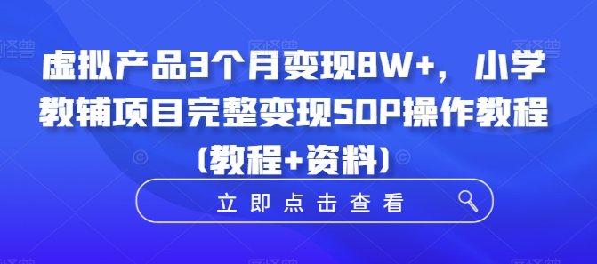 虚拟产品3个月变现8W+，小学教辅项目完整变现SOP操作教程(教程+资料)-test