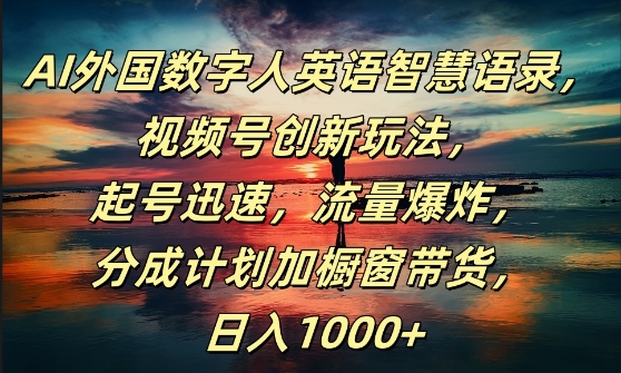 AI外国数字人英语智慧语录，视频号创新玩法，起号迅速，流量爆炸，日入1k+【揭秘】-test
