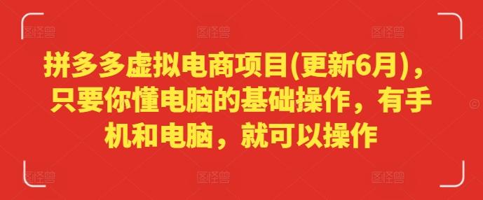 拼多多虚拟电商项目(更新6月)，只要你懂电脑的基础操作，有手机和电脑，就可以操作-test
