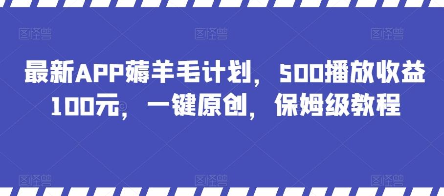 最新APP薅羊毛计划，500播放收益100元，一键原创，保姆级教程-test