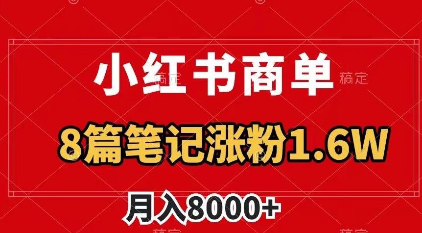 小红书商单最新玩法，8篇笔记涨粉1.6w，作品制作简单，月入8000+【揭秘】-test