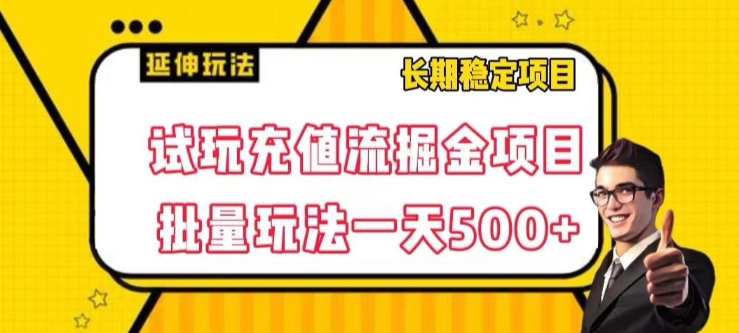 试玩充值流掘金项目，批量矩阵玩法一天500+【揭秘】-test