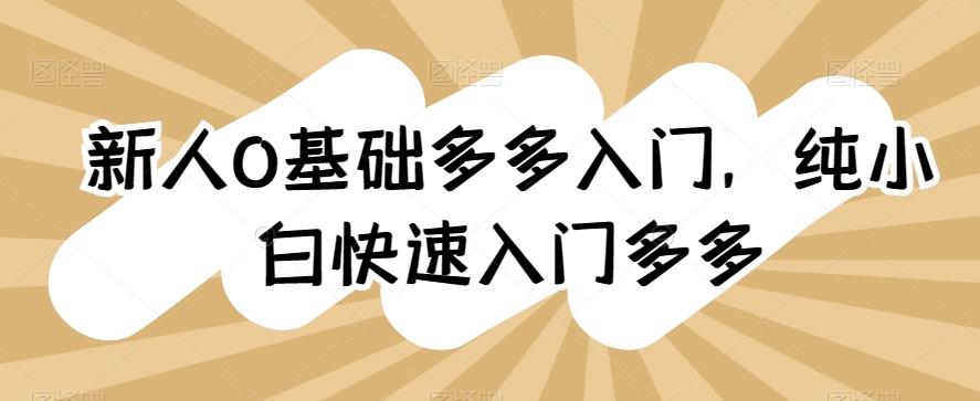 新人0基础多多入门，​纯小白快速入门多多-test