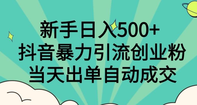 新手日入500+，抖音暴力引流创业粉，当天出单自动成交-test