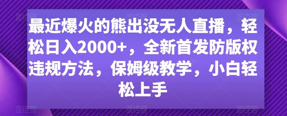 最近爆火的熊出没无人直播，轻松日入2000+，全新首发防版权违规方法【揭秘】-test