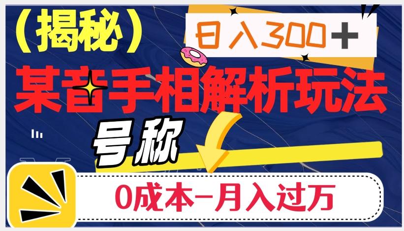 日入300+的，抖音手相解析玩法，号称0成本月入过万（揭秘）-test