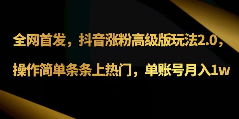 抖音涨粉高级版玩法3.0，操作简单条条上热门，单账号月入1w可批量矩阵（附1500素材）-test