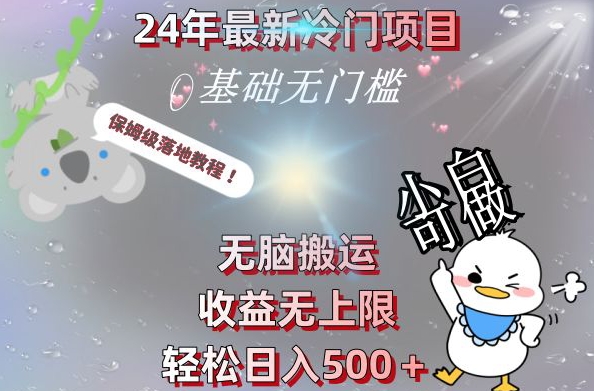 2024最新冷门项目，无脑搬运，收益无上限，轻松日入500＋，保姆级落地教程-test