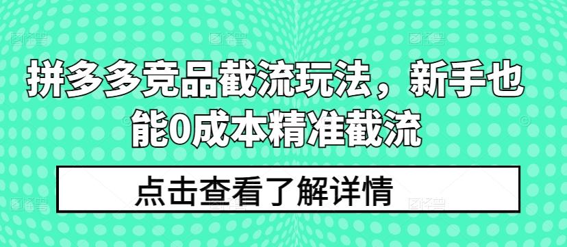 拼多多竞品截流玩法，新手也能0成本精准截流-test