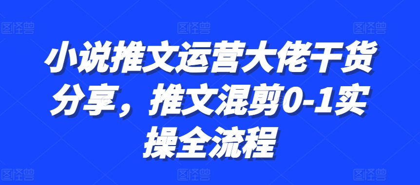 小说推文运营大佬干货分享，推文混剪0-1实操全流程-test