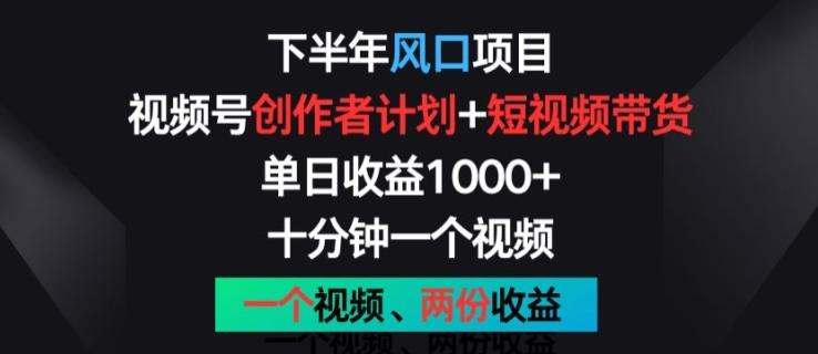 下半年风口项目，视频号创作者计划+视频带货，一个视频两份收益，十分钟一个视频【揭秘】-test