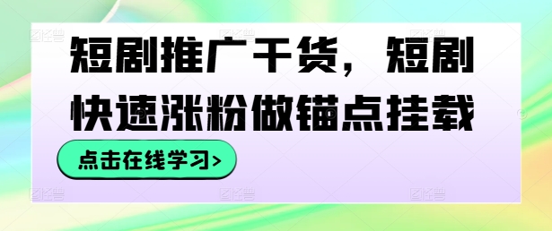 短剧推广干货，短剧快速涨粉做锚点挂载-test