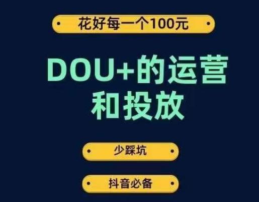 DOU+的运营和投放，花1条DOU+的钱，成为DOU+的投放高手，少走弯路不采坑-test
