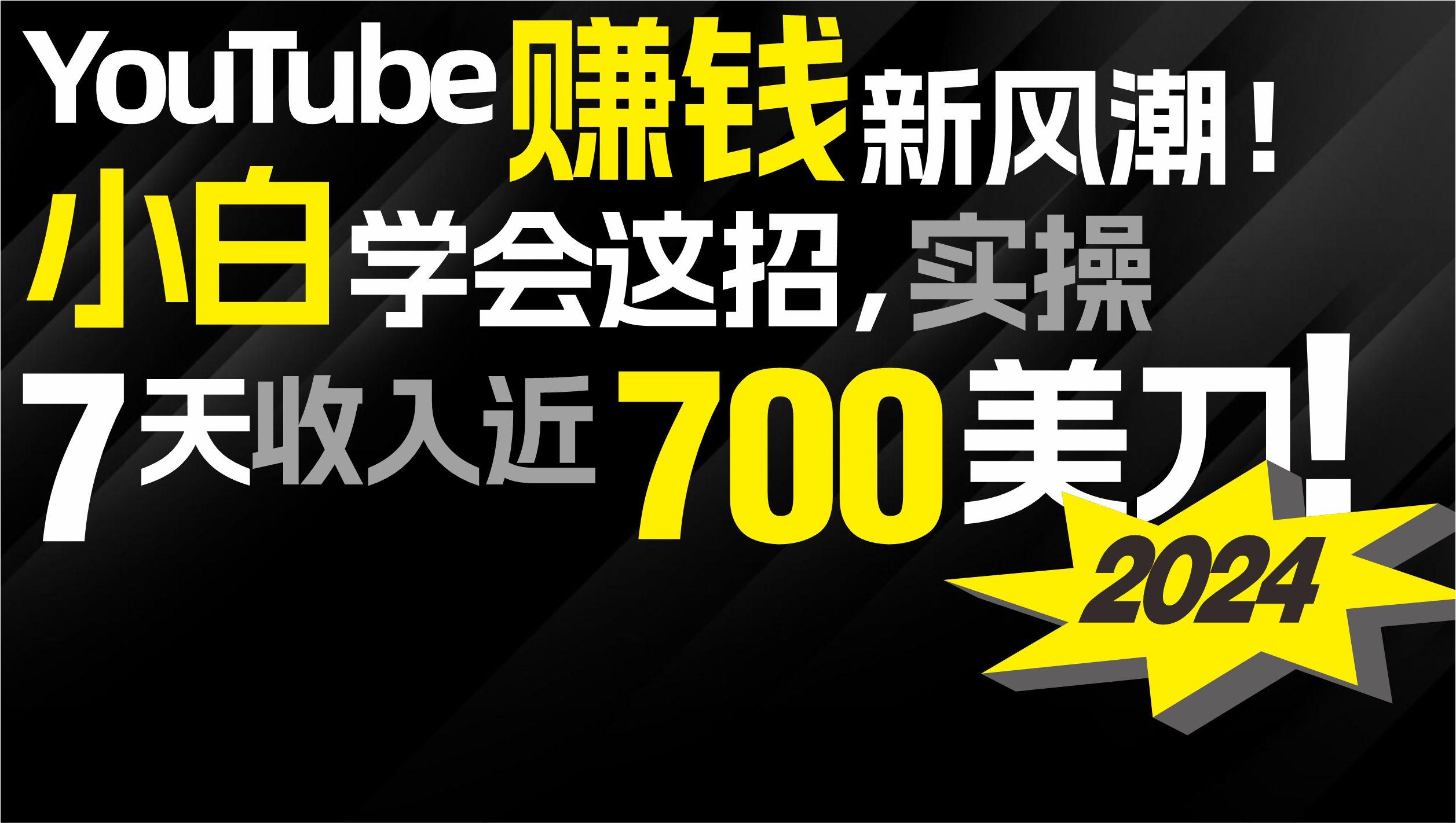 (9647期)2024 YouTube赚钱新风潮！小白学会这招，7天收入近7百美金！-test