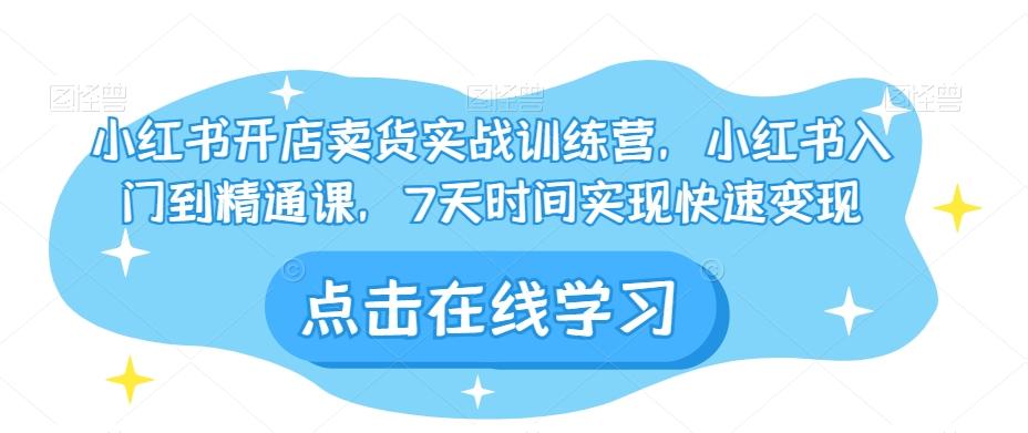 小红书开店卖货实战训练营，小红书入门到精通课，7天时间实现快速变现-test