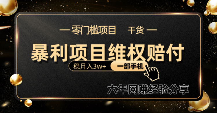 暴利项目线上维权赔付小白月入3w+一部手机改变思维不用剪辑写文案-test