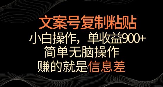 文案号掘金，简单复制粘贴，小白操作，单作品收益900+【揭秘】-test