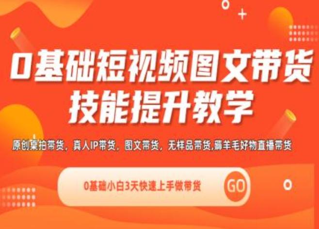0基础短视频图文带货实操技能提升教学(直播课+视频课),0基础小白3天快速上手做带货-test