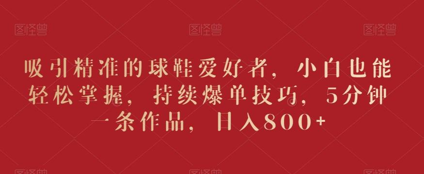 吸引精准的球鞋爱好者，小白也能轻松掌握，持续爆单技巧，5分钟一条作品，日入800+【揭秘】-test