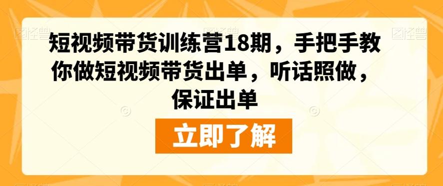 短视频带货训练营18期，手把手教你做短视频带货出单，听话照做，保证出单-test