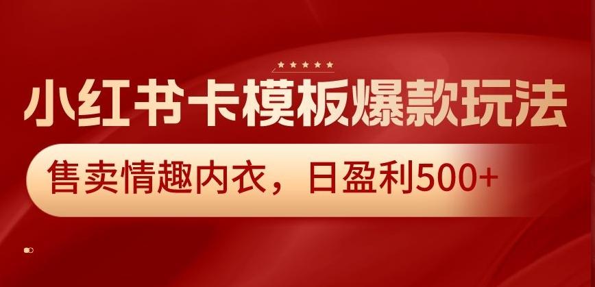 小红书卡模板爆款玩法，售卖情趣内衣，日盈利500+【揭秘】-test