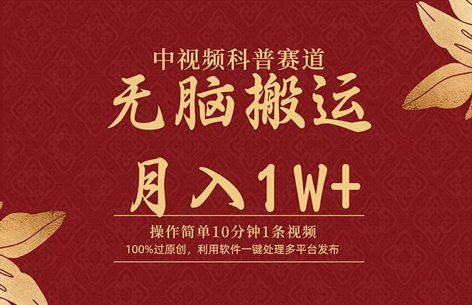 (9846期)中视频科普赛道，10分钟1条视频，条条爆款，100%过原创，无脑搬运月入1W+-test