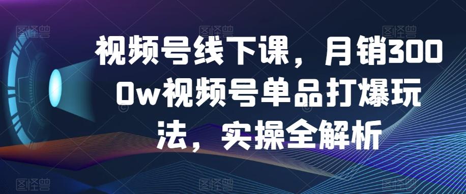 视频号线下课，月销3000w视频号单品打爆玩法，实操全解析-test