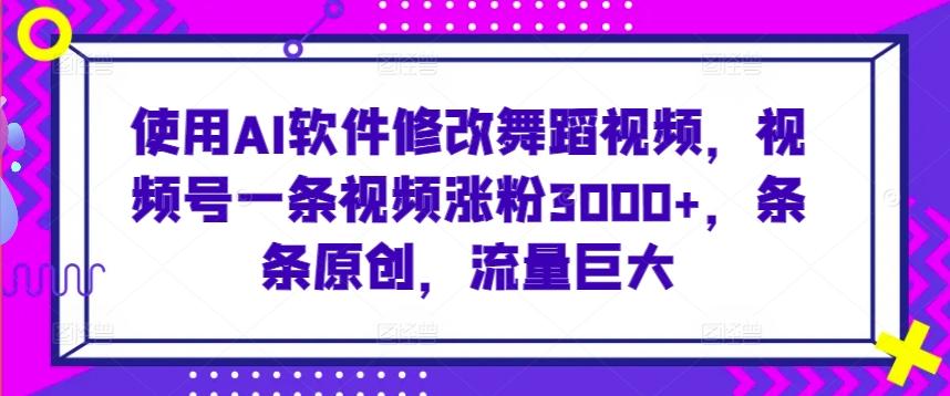 使用AI软件修改舞蹈视频，视频号一条视频涨粉3000+，条条原创，流量巨大【揭秘】-test
