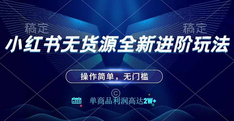 小红书无货源全新进阶玩法，操作简单，单商品利润高达2W+-test