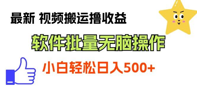 最新视频搬运撸收益，软件无脑批量操作，新手小白轻松上手-test