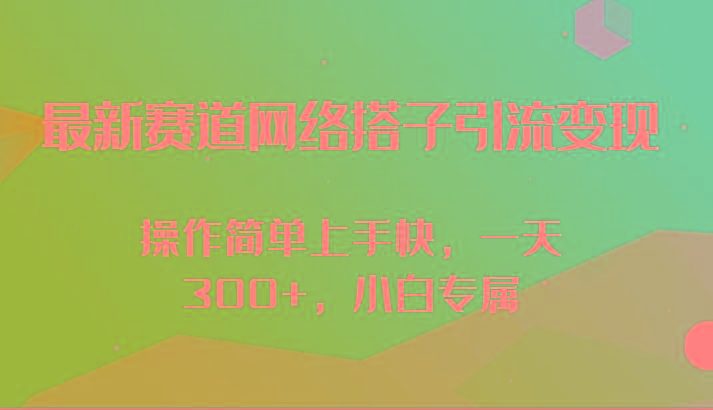 最新赛道网络搭子引流变现!!操作简单上手快，一天300+，小白专属-test