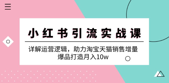 小红书引流实战课：详解运营逻辑，助力淘宝天猫销售增量，爆品打造月入10w-test