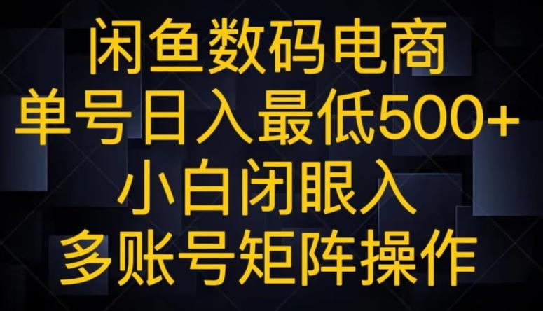 闲鱼数码电商，单号日入最低500+，小白闭眼入，多账号矩阵操作-test