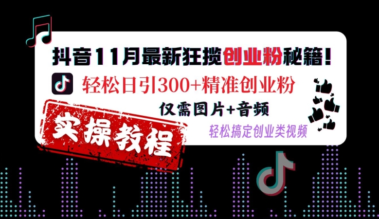 抖音11月最新狂揽创业粉秘籍，轻松日引300+精准创业粉，仅需图片+音频，轻松搞定创业类视频-test