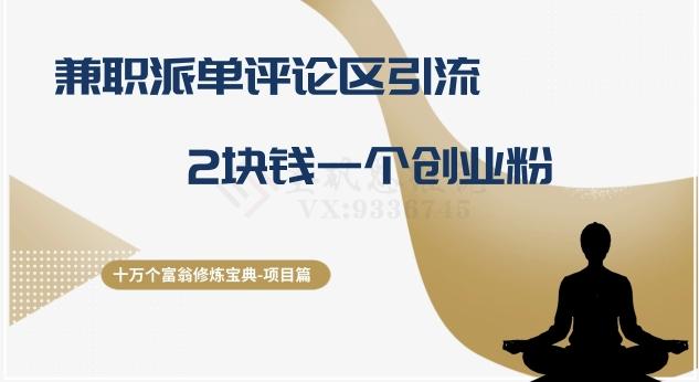 十万个富翁修炼宝典之11.兼职派单评论区引流，2块钱一个创业粉-test