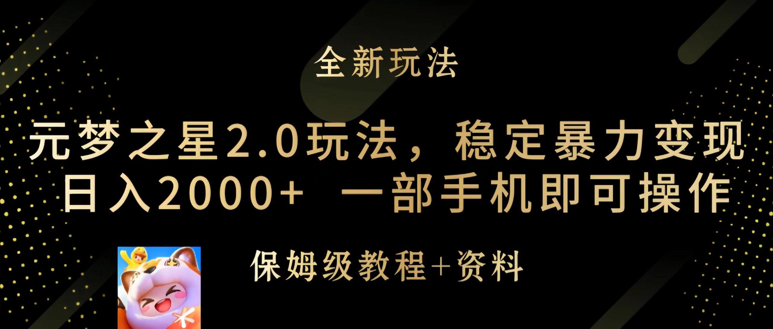 (9544期)元梦之星2.0玩法，稳定暴力变现，日入2000+，一部手机即可操作-test