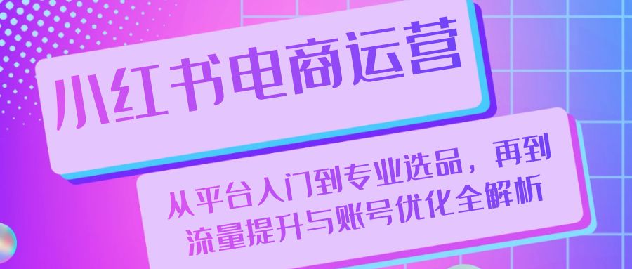 小红书电商运营：从平台入门到专业选品，再到流量提升与账号优化全解析-test