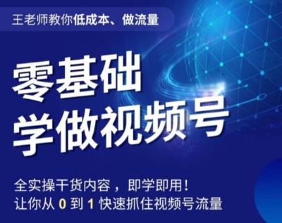 王老师教你低成本、做流量，零基础学做视频号，0-1快速抓住视频号流量-test