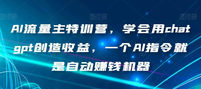 AI流量主特训营，学会用chatgpt创造收益，一个AI指令就是自动赚钱机器-test