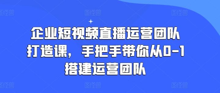 企业短视频直播运营团队打造课，手把手带你从0-1搭建运营团队-test