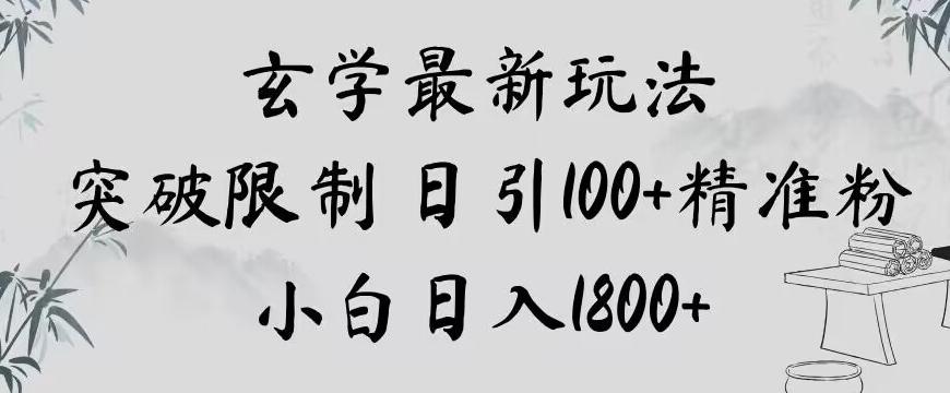 玄学新玩法，突破限制，日引100+精准粉，小白日入1800+【揭秘】-test