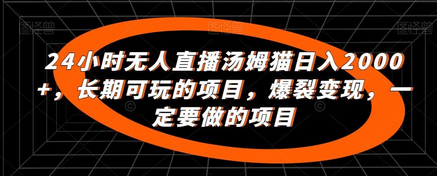24小时无人直播汤姆猫日入2000+，长期可玩的项目，爆裂变现，一定要做的项目【揭秘】-test